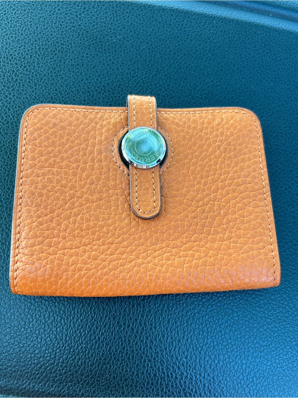 HERMES Dogon Key Case, Coin Purse, Card Togo Leather, Orange,